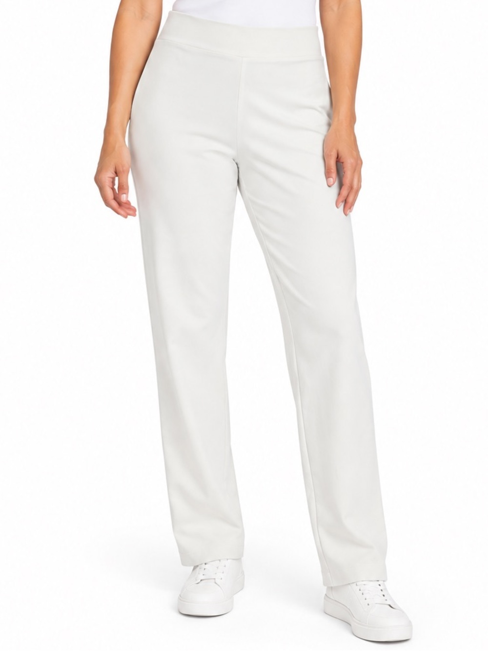 Eileen Fisher System Ankle Pants Size Large White Stretch Crepe Minimalist